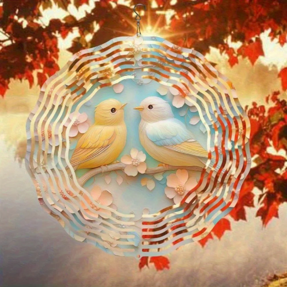 Campana de viento de metal con colibrí vibrante de 10 pulgadas (diseño giratorio) |   Decoración de jardín al aire libre |   Regalo de Halloween y Navidad