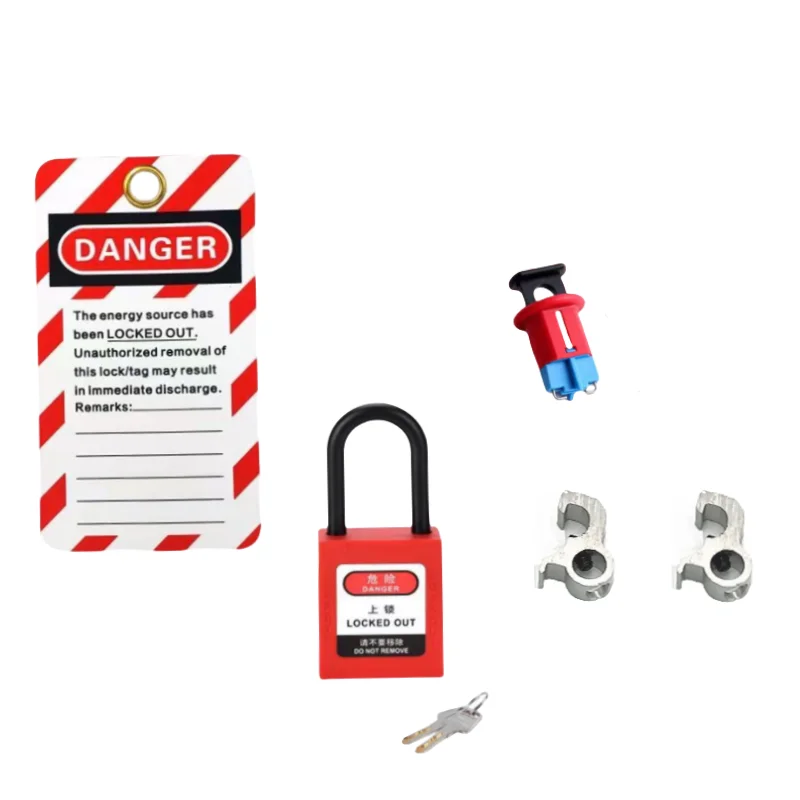 5pcs/kit one safety padlock with tag one mini breaker aluminium lockdog lockout one Pin pointing inside PIS lockout