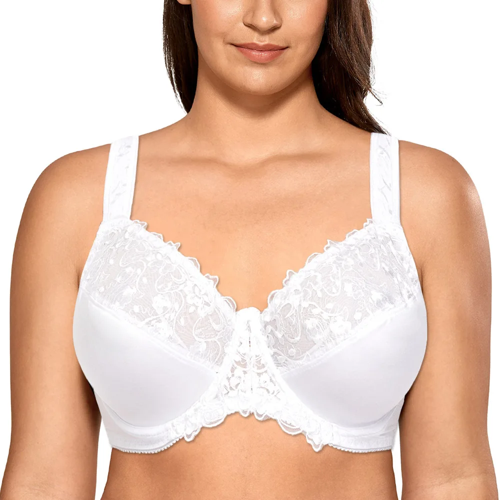 Sutiã de sutiã de mulher de cobertura completa para mulher mais tamanho sutiã de renda minimizador não-acolchoado underwire mulher sutiã b c d e f g