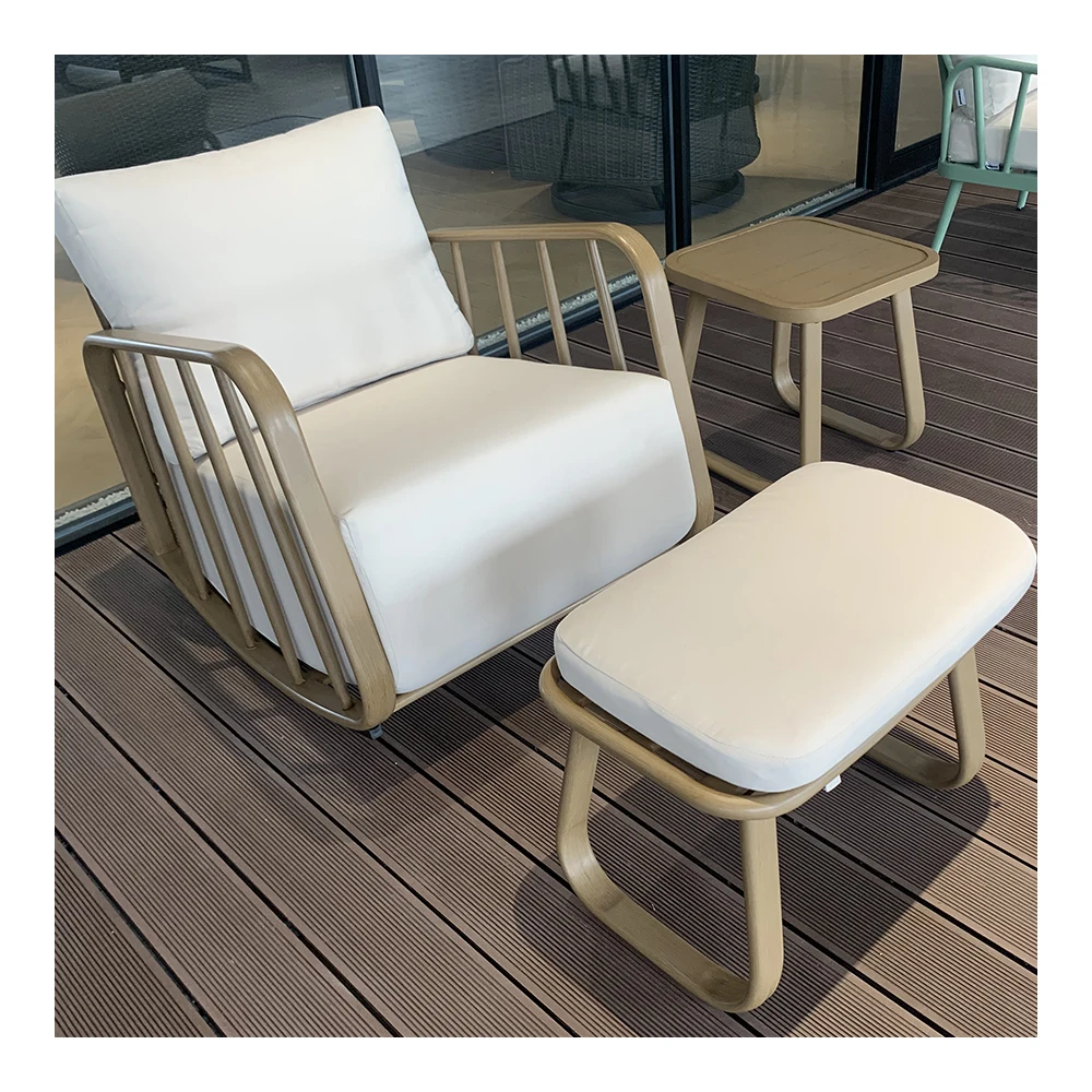 

Beautiful Modern Outdoor Furniture New Design Aluminum Frame All Weather Rocking Chair Garden Terrace
