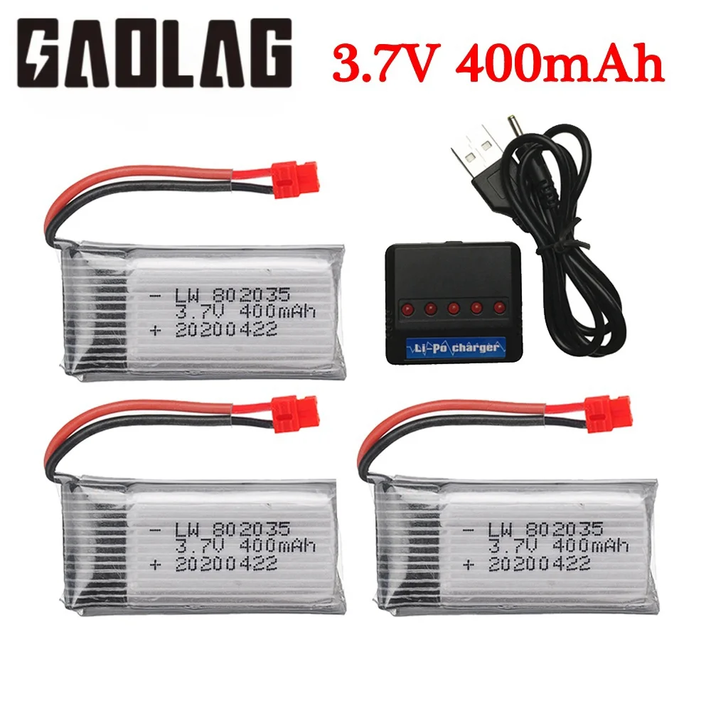 3.7V 400mah Lipo Battery + charger For SYMA X15 X5A-1 X15C X15W RC Drone Helicopter Spare Parts 3.7v Rechargeable battery 802035