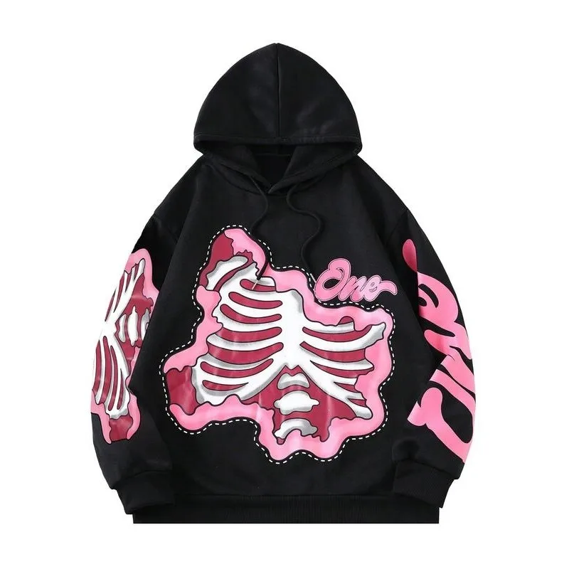 

3D Print Skeleton Hoodie Women's Crew Neck Sweatshirt Cross-Border Skull Print Comfortable Fit Spring Fashion Streetwear