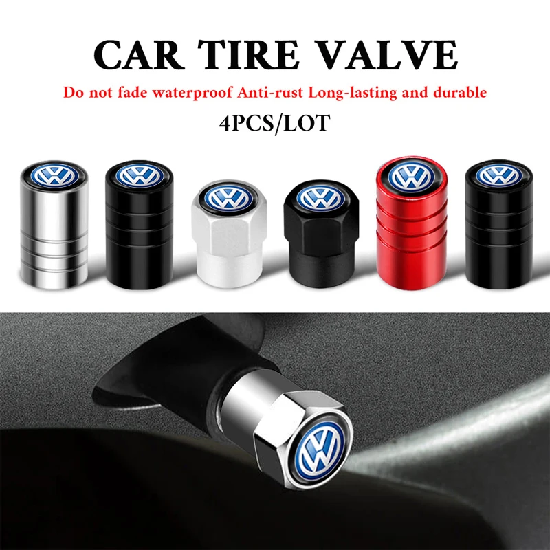 Metal Car Wheel Tire Valve Stem Caps For Volkswagen Tiguan Golf Jetta GTI Transporter Passat T5 Polo Touran Scirocco Arteon GTD