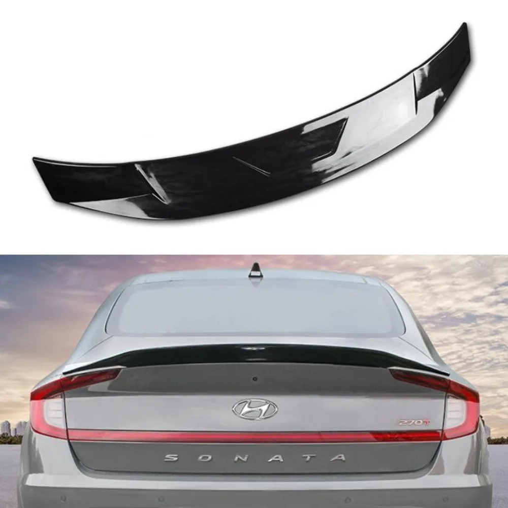 

For 2020-2023 Hyundai Sonata Sedan Highkick Trunk Wing Sport Spoiler GLOSS BLACK Car Tailgate Flap Trim Decklid Accessories