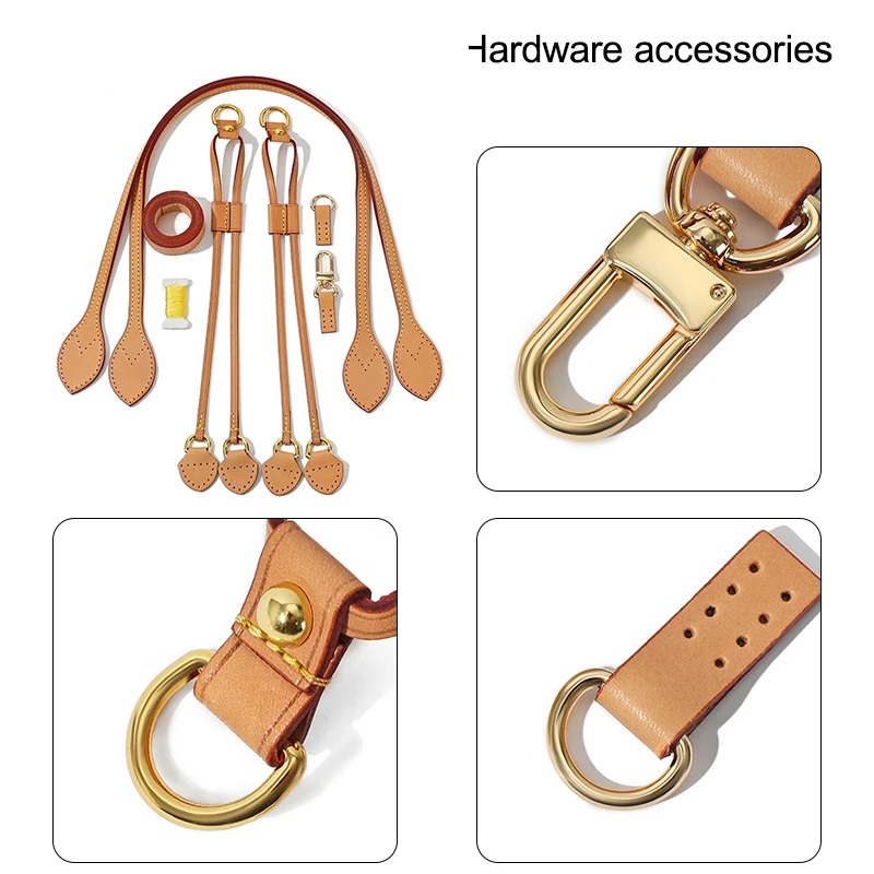Genuine Leather Shoulder Strap Side Straps Kits Replacement for LV Neverfull Handbag Premium Leather Kit Handle Straps Solution