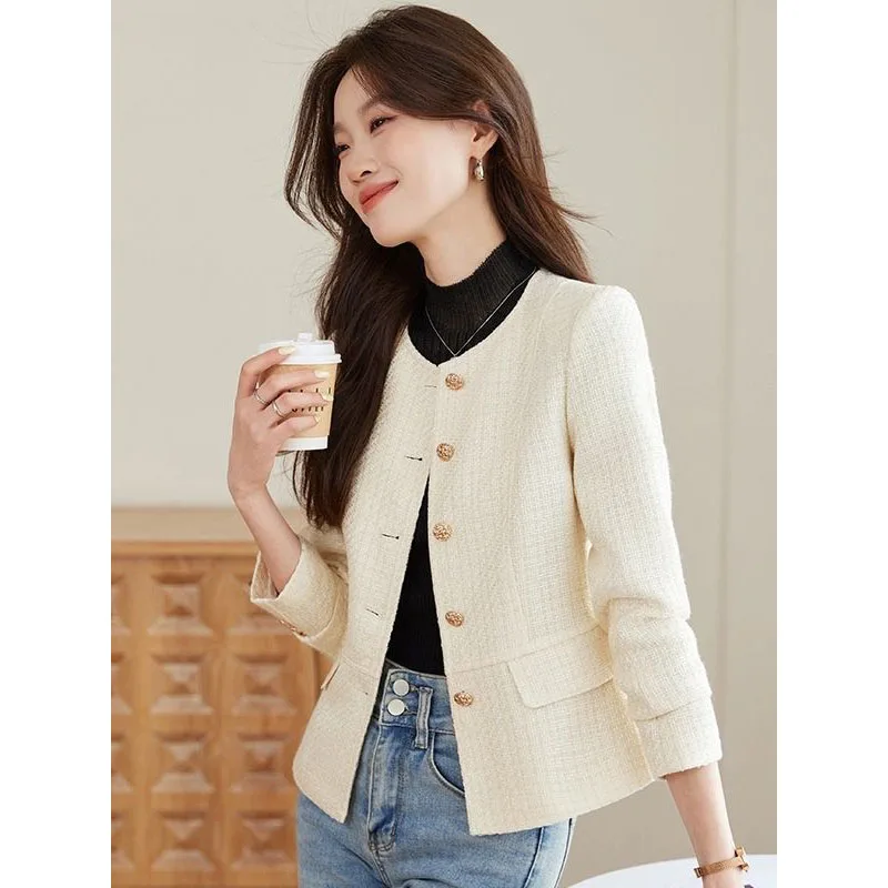 

Женская осенняя короткая куртка 2026 года, новая повседневная элегантная шикарная кофта с длинными рукавами, верхняя одежда для женщин, пальто, женская верхняя одежда