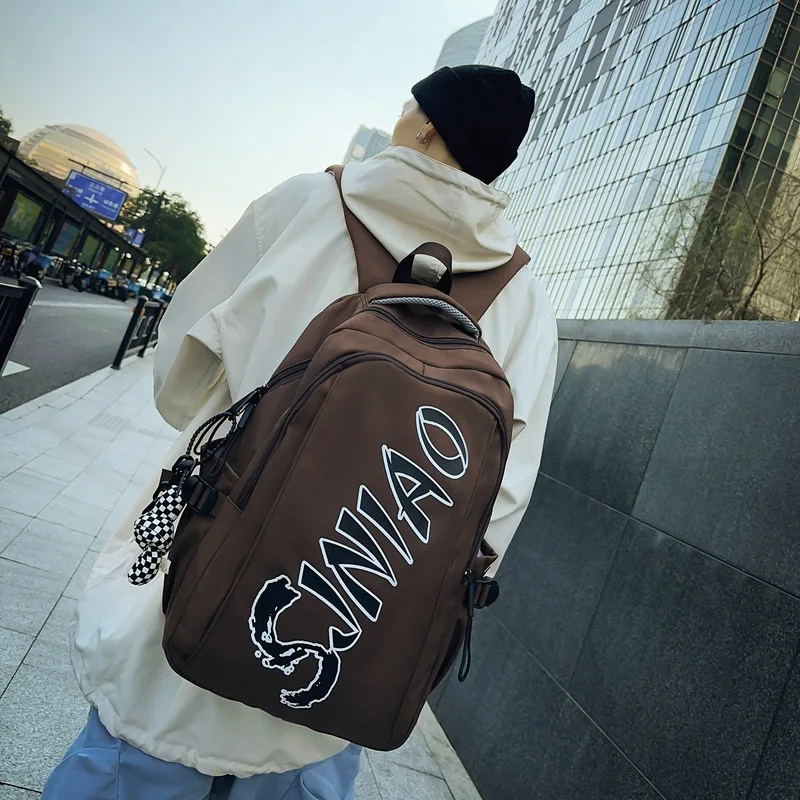 Zaino coreano grande capacità Design alla moda leggero durevole coppia zaino cerniera tinta unita personalità Casual studente