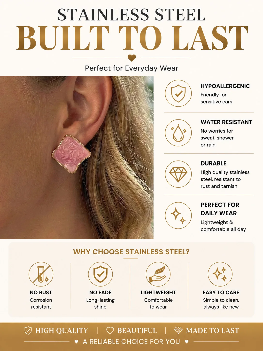 12 Pairs Random Style Stud Hoop Heart Earrings Set for Women, Hypoallergenic Stainless Steel Jewelry, Gift for Daily Wear