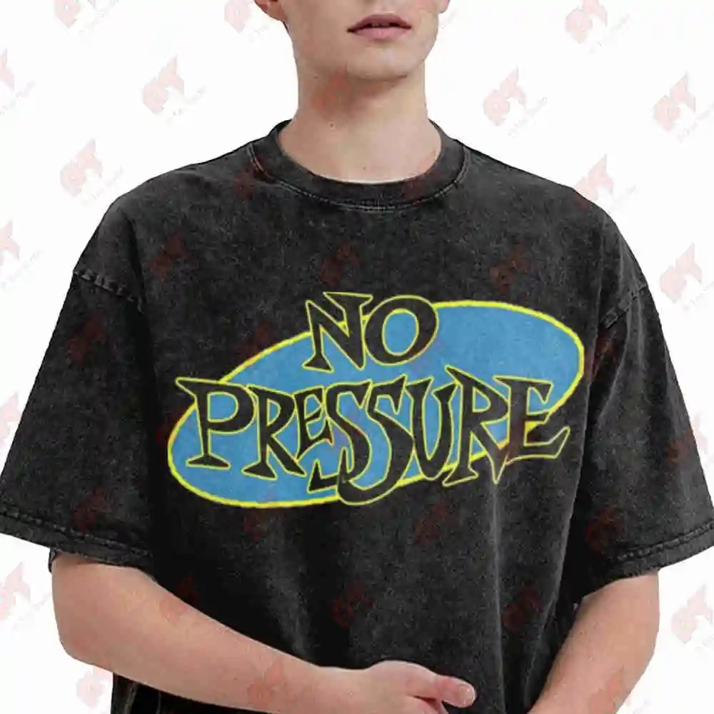 No Pressure Punk Hardcore Vintage Washed Tee Pure Cotton T-Shirt