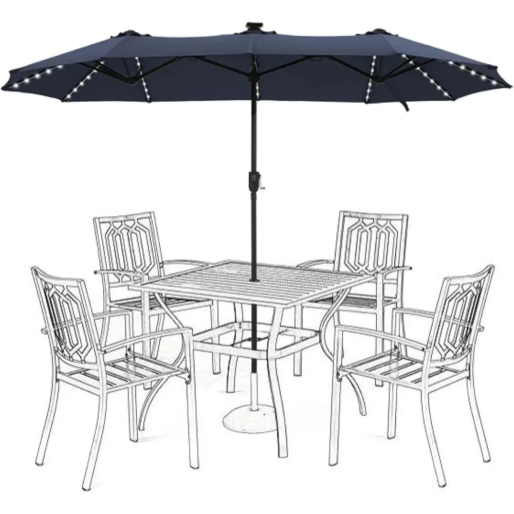 

13ft Patio Umbrella with 120 LED Solar Lights, Double Sided Outdoor Umbrella for Patio, 8 Colors Changing, Table Umbrella