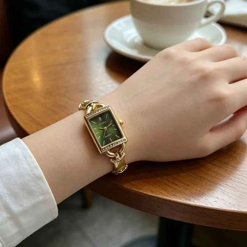 Fashion Bamboo Strap Women Watch Luxury Diamond-Encrusted Bracelet Wristwatch Ladies Gift Quartz Watches Gift Wholesale