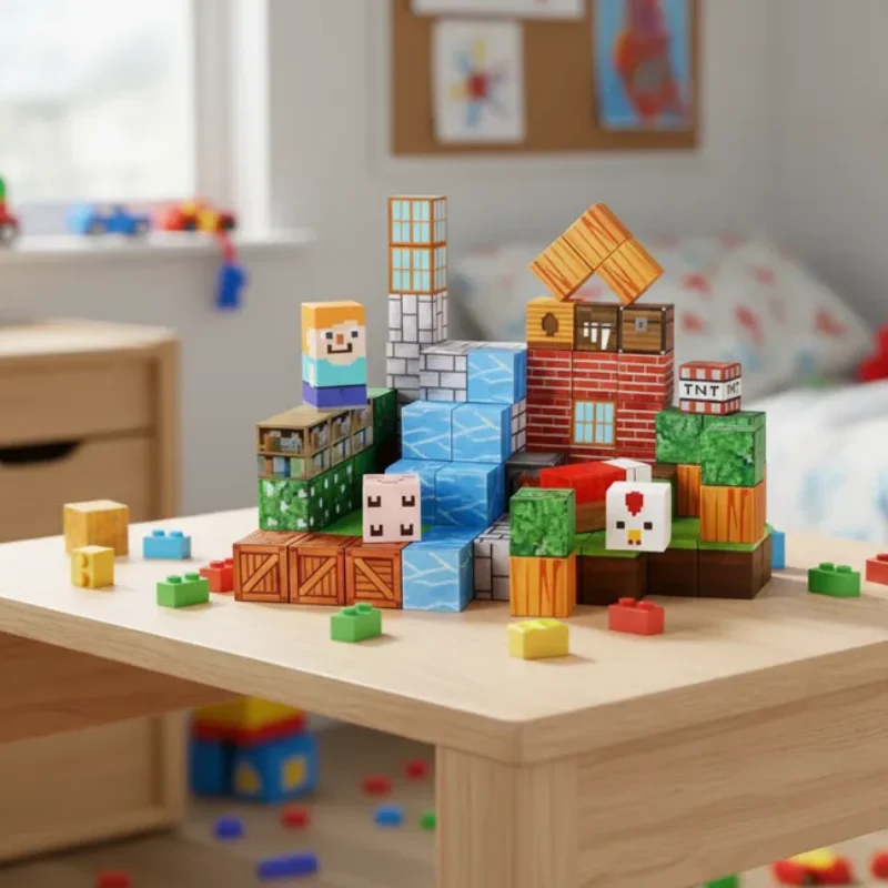 3D Creative Animal House Model DIY Gift 100Pcs Magnetic Blocks Free Assembly STEM Educational Building Toys Decor For Children