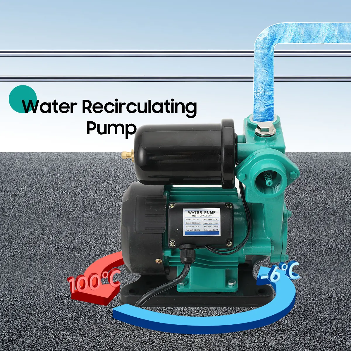 230 فولت 250 واط مضخة تكييف الهواء المنزلية الداعم التلقائي أنابيب مياه الصنبور المياه الباردة والساخنة مضخة فتيلة ذاتية