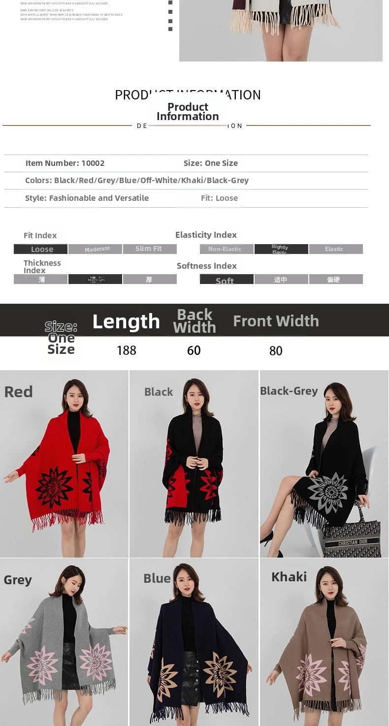 

Женский вязаный кардиган, шаль, накидка, свитер, пальто, осень-зима, жаккардовый дизайн средней длины с кисточками, новинка