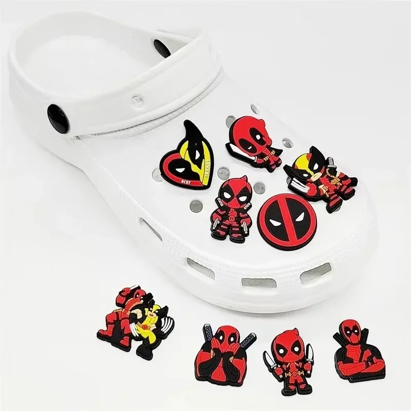 Marvel Deadpool Wolverine Beach Shoes Decorations Cute Cartoon Anime Fashion Diy Slippers Shoe-buckle Accessories Holiday Gifts