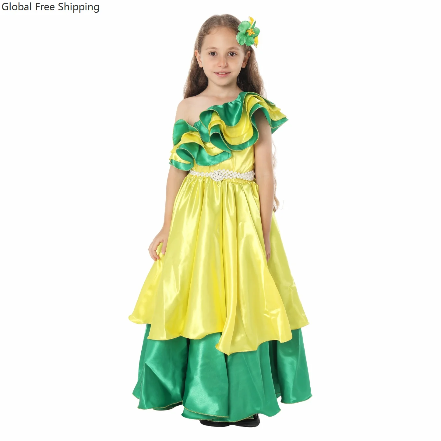 Ethnic Brazilian Style Girls Multi-colored Dress Halloween Cosplay Costume Kids Carnival Party Stage Performance Dress Up Suit