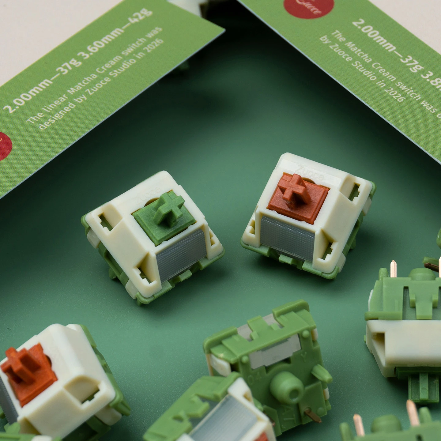 Matcha Cream Switch Sand Feeling Pre-Lubed 5 Pins HotSwap Pom Stem WingTree Switches For Mx Mechanical Keyboard 기계식 키보드 축