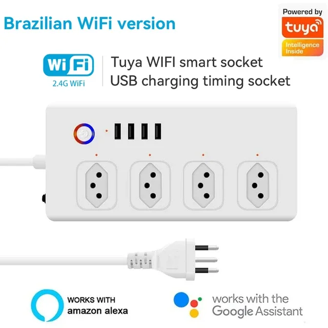 Melery Tuya Wifi Smart Power Strip EU US Brazil UK Austrial Plug Socket USB Charge Outlet Remote by Alexa Dot Google Home Office