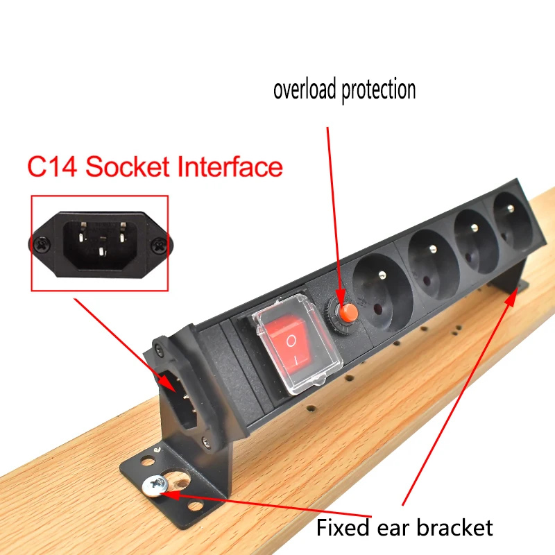 PDU power strip network cabinet rack C14port desktop French socket 1-10AC double break switch with overload protection wireless