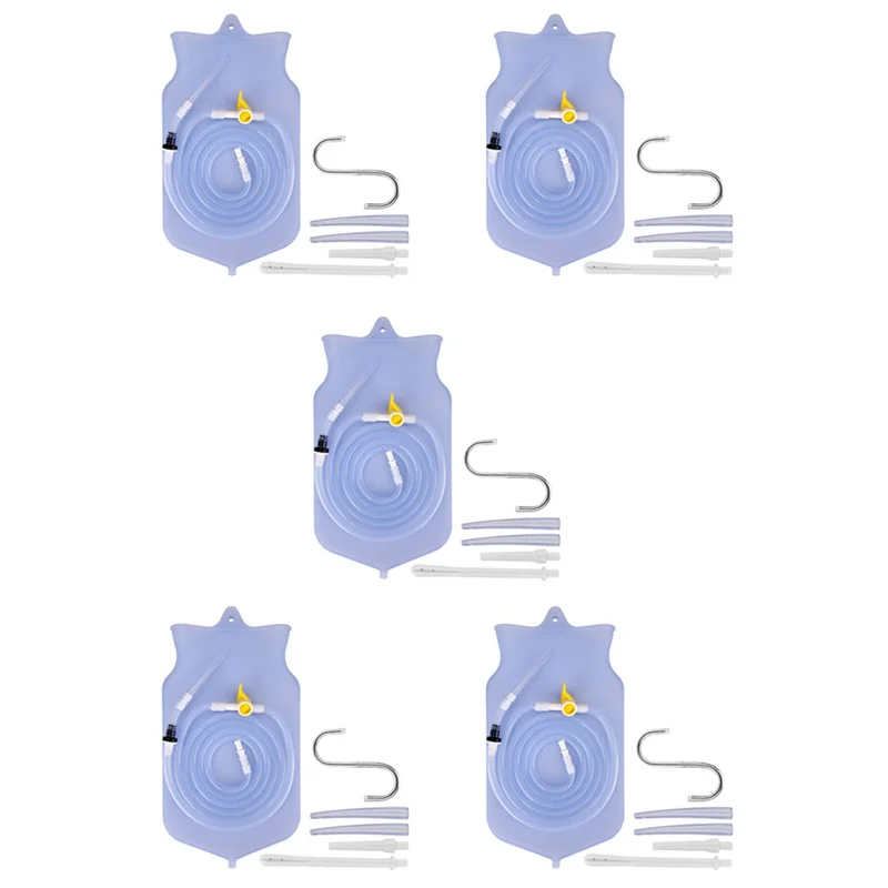 

ABUN-5X 2000Ml Constipation Flusher Feminine Hygiene Enema Bag Sets For Colon Cleansing Silicone Hose Health Anals Vaginas