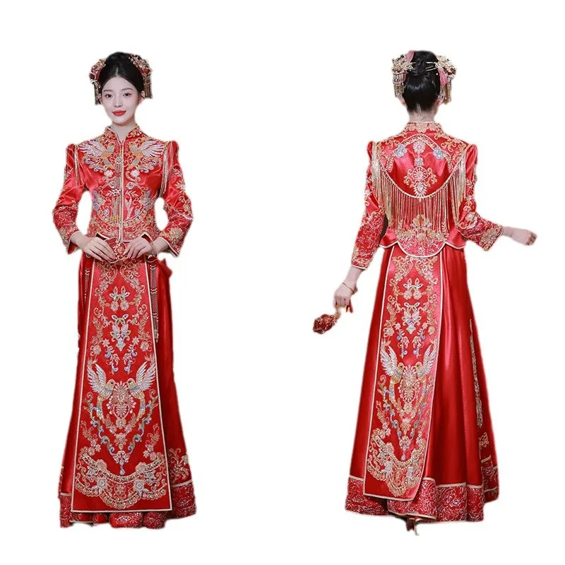 Heavy Industry Xiuhe Clothing Wedding Clothes 2024 New Advanced Toast Dress Bride out of Court Chinese Female