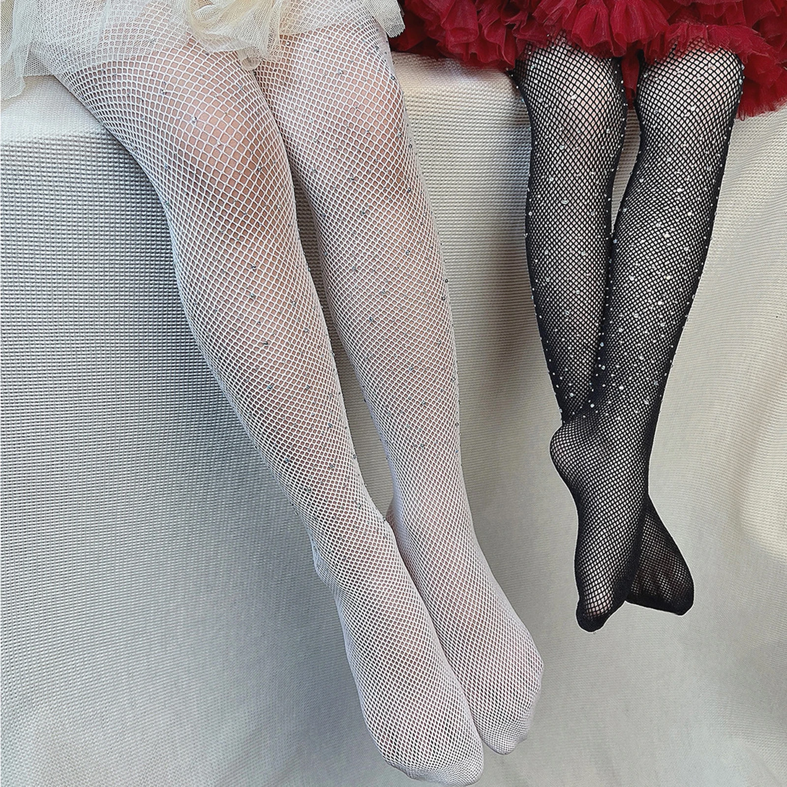 

Little Girls Tights Toddler Baby Fishnet Stockings Sparkle Rhinestone Hollow Out Pantyhoses Bling Mesh Dance Leggings