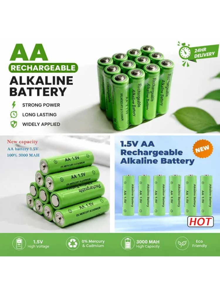 Akumulatory 1.5V AA 3000mAh o wysokiej pojemności, długotrwałe, do zabawek, aparatów, pilotów, latarek, myszek bezprzewodowych. — 2