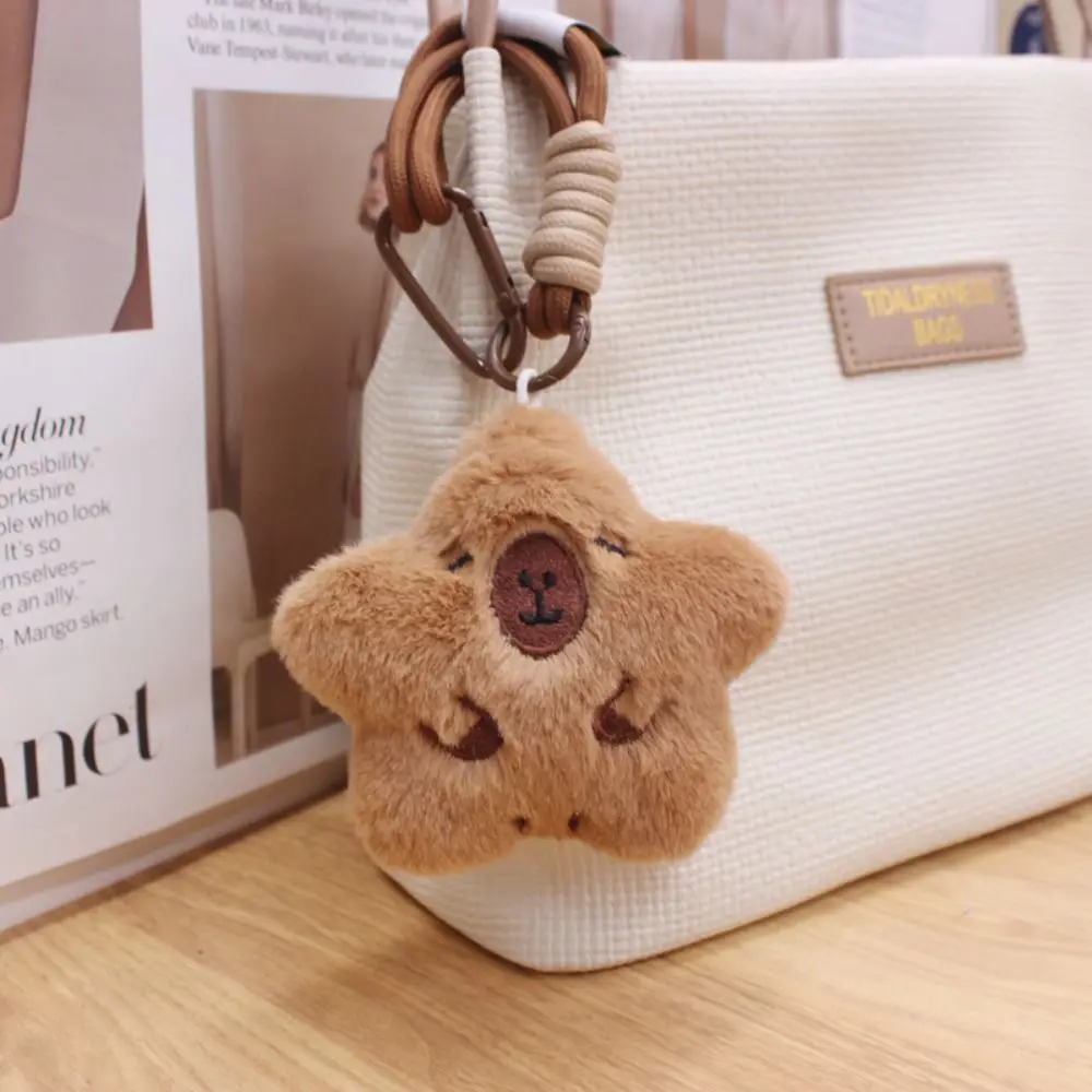 Squeak Capybara Plush Keychain Pentagram Hape Stuffed Capybara Plush Pendant Lovely Simulation Unisex Hanging Accessory