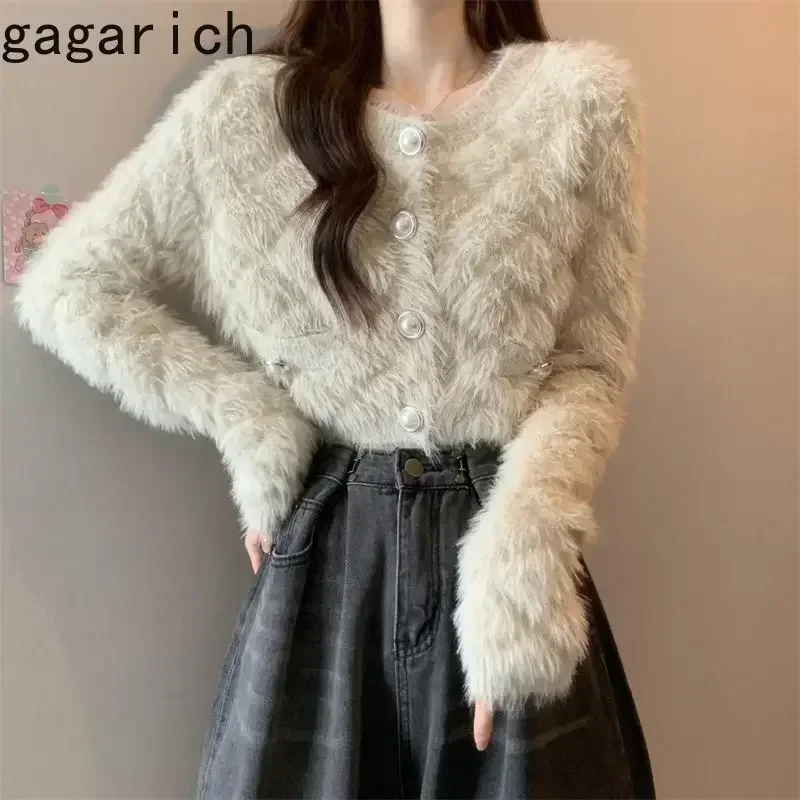 Gagarich French Sense Gentle Wind Woman Early Autumn 2024 New Long Sleeve Knitted Sweater Jacket Casual Cropped Top Clothing