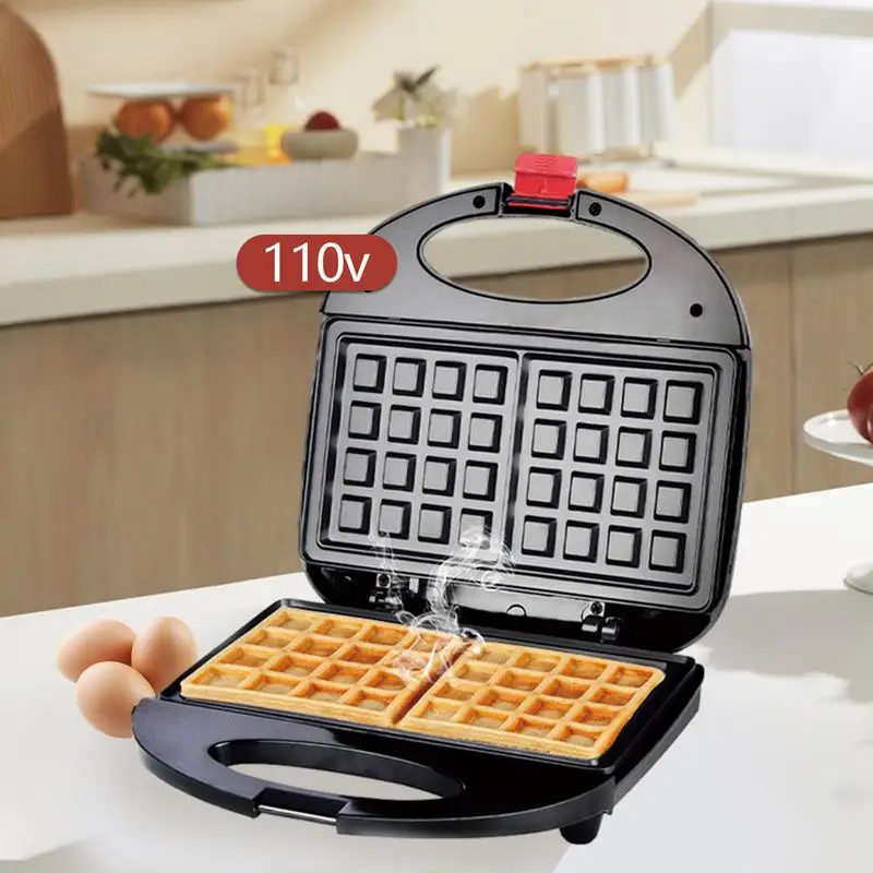 Máquina de fazer café da manhã com revestimento antiaderente, máquina de waffle para crianças e famílias, à prova de gotejamento, controle automático de temperatura, café da manhã