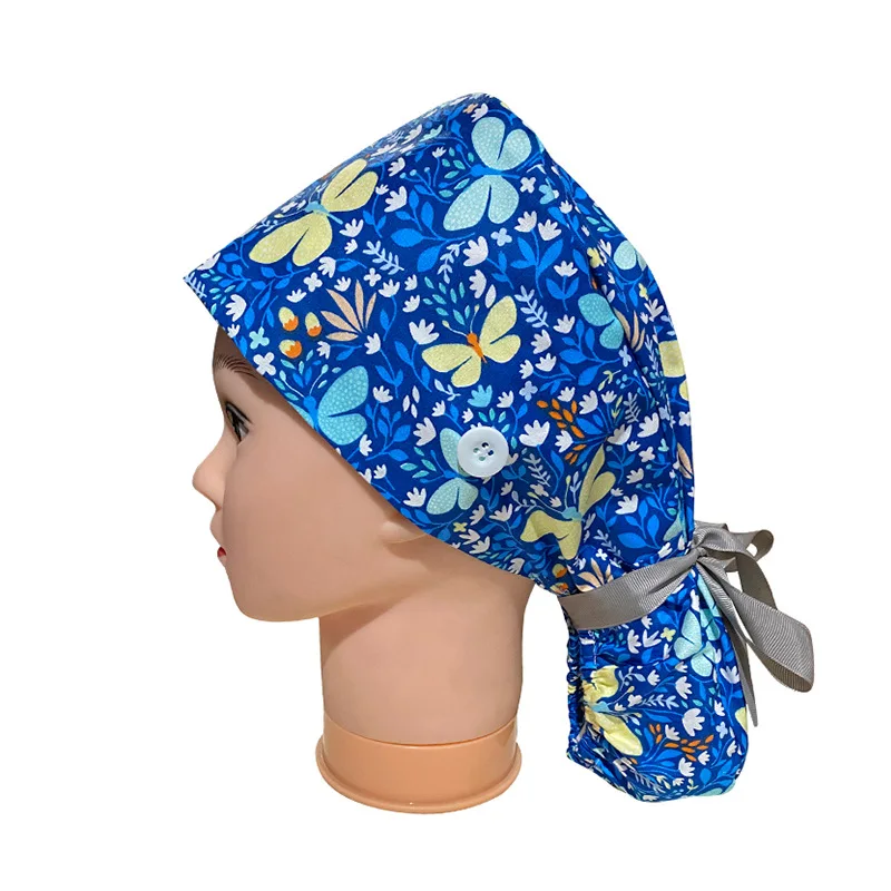 Operating Room Scrub Cap Working Cap Women Long Hair Cover Cap Sweat-absorbent Pet Grooming Lab Health Caps Medical Hats