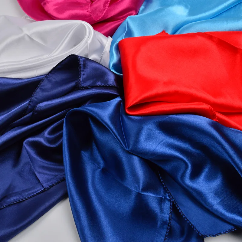 50x50cm Frauen Solide Quadrat Schal Einzel Leistung Junge Mädchen Kleine Simulation Seide Schals Flugbegleiter Party geschenk – Detail 3