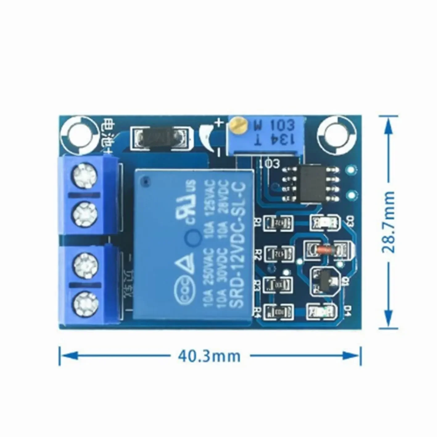 Módulo de gestión de subtensión de batería de 12V, interruptor de protección de apagado y carga de batería de restauración automática