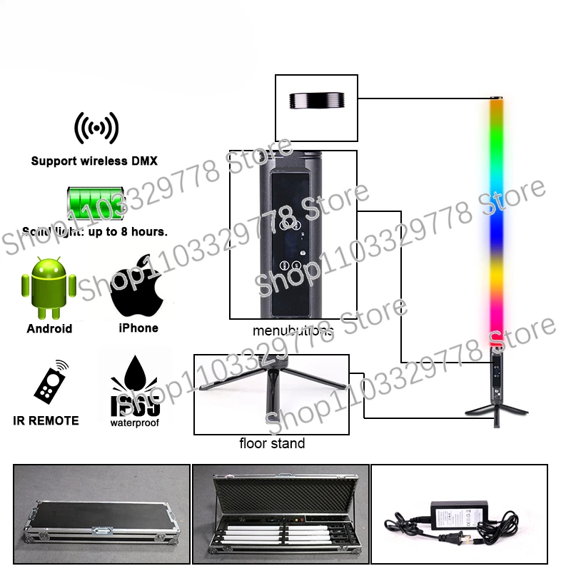 Wireless Battery Pixel Tube 360 Degree Led Titan Tube Dj Light Full Color Wireless DMX IR For Stage Event Entertainment