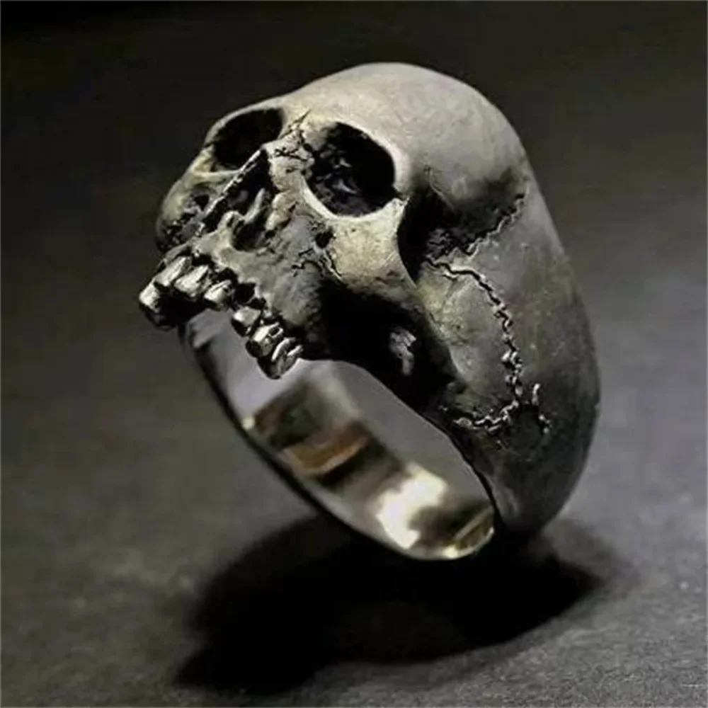 New Domineering Men\'s Vintage Skull Ring Men Hip Hop Rock Gothic Punk Jewelry Ring Men Party Creative Street Niche Trend Gift