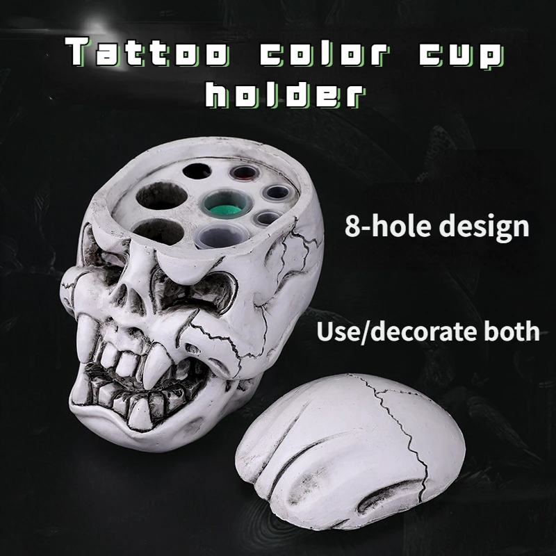 8-hole Tattoo Cup Holder Stand Color Rack Skull Display Rack Two-color Tatoo Tool Used Decorate Both Pigment Brack Container ABS