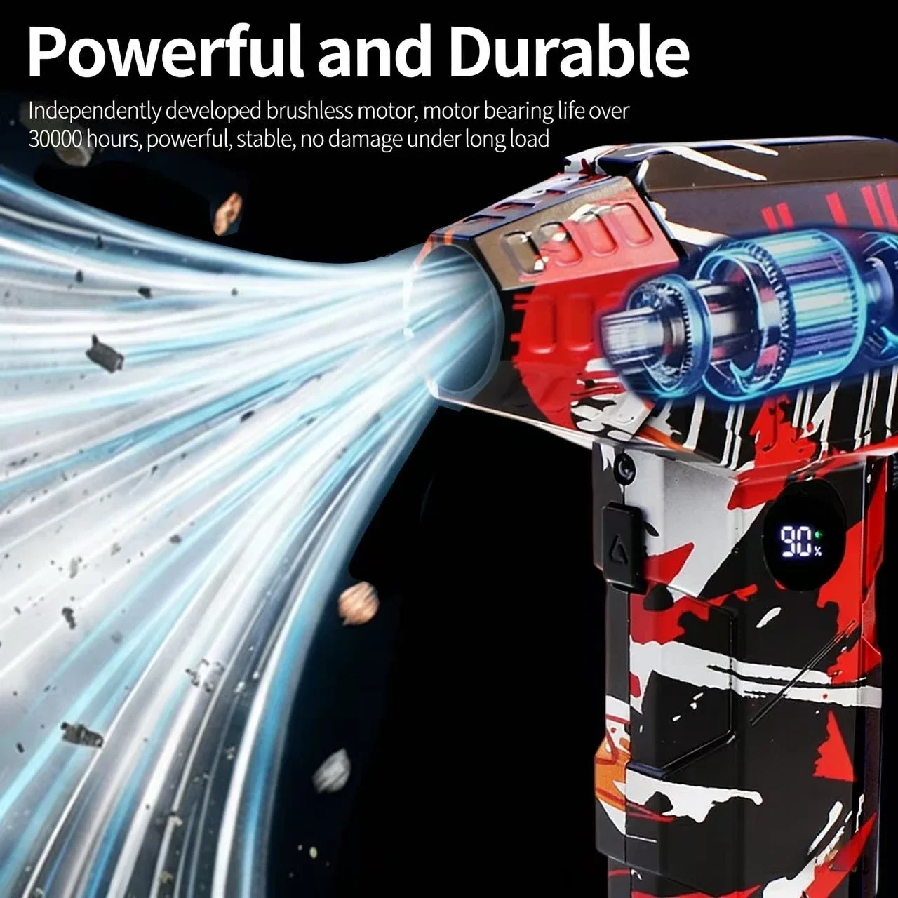 NEW L5 brushless motor fan, 990,000 RPM, fan speed 75 m/s, with LED display, rechargeable,Powerful hair dryer,extensive use.