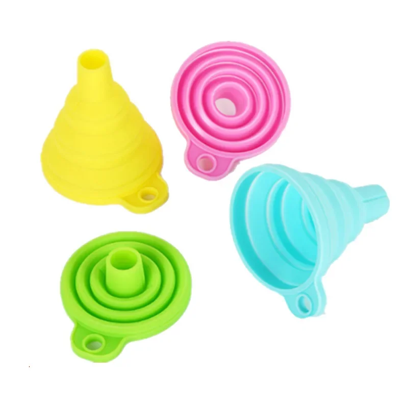 1pc Silicone Folding Funnel Foldable Funnel Household Kitchen Cooking Tools Portable Oil Pot Liquid Dispensing Kitchen Gadgets