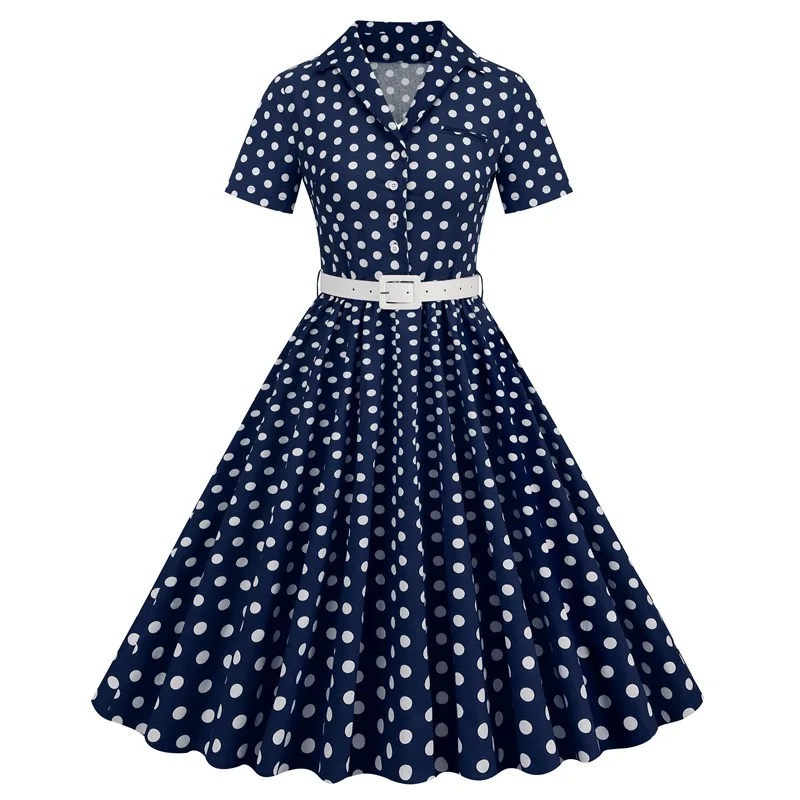 

50s 60s Vintage Tunic Dresses Summer Spring Retro Pin Up 2023 Sundress Women Jurk Casual Party Robe Rockabilly Dresses Vestidos