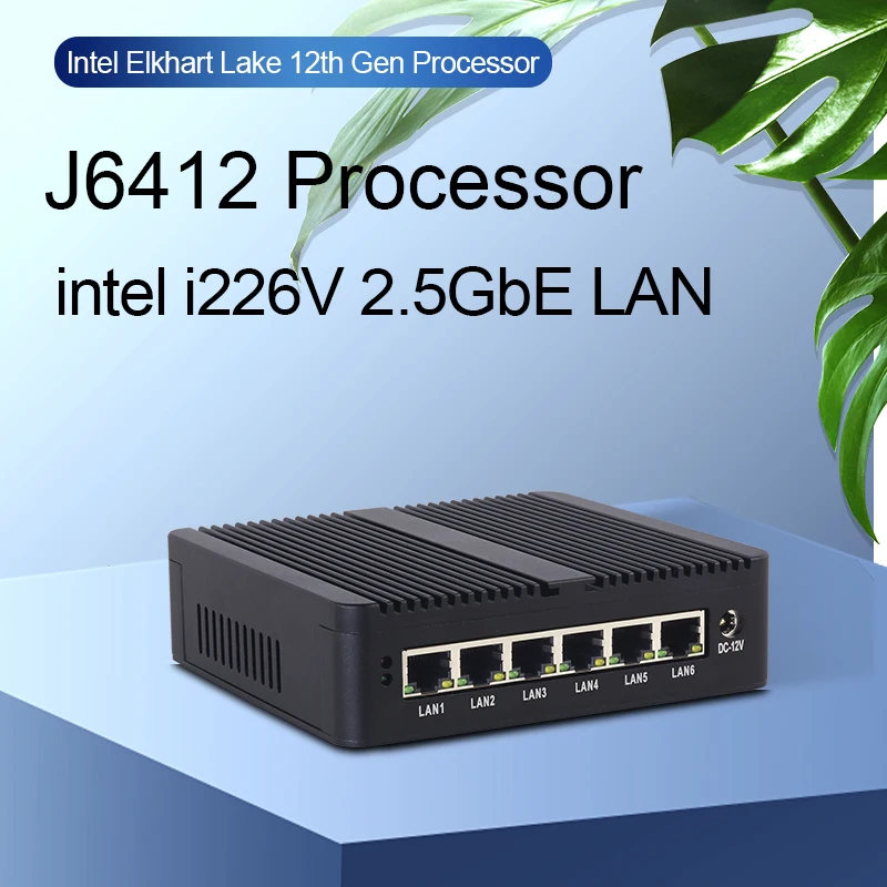 Xcy mini processador intel celeron j6412 6x2.5g lan portas intel i226v placa de rede suporte windows linux pfsense x86 roteador