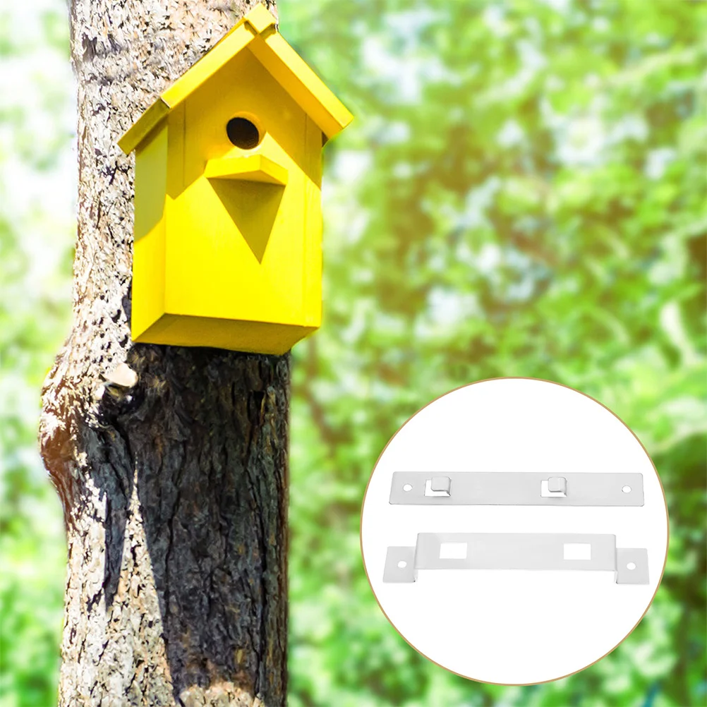 

4Sets Birdhouse Support Bracket Stainless Steel Mounting Hardware Outdoor Wall Hanger Bird Feeder Mounting Arm Tree Pole Hook