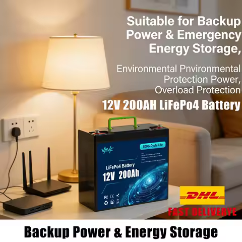 High Quality LiFePO4🪐Battery 12V 200Ah,8000+ Cycles, Rechargeable with BMS for⚓Scooters,Solar Power,Off-Grid,Fish Finder