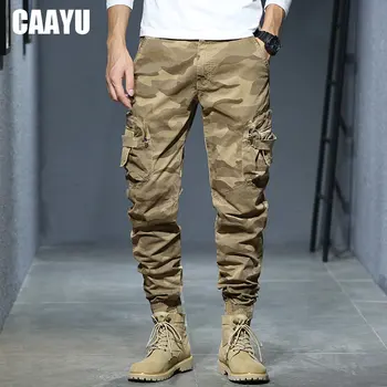 CAAYU ジョガーカーゴパンツ男性カジュアルヒップホップマルチポケット男性ズボンスウェットパンツストリート戦術トラックカーキ迷彩パンツ