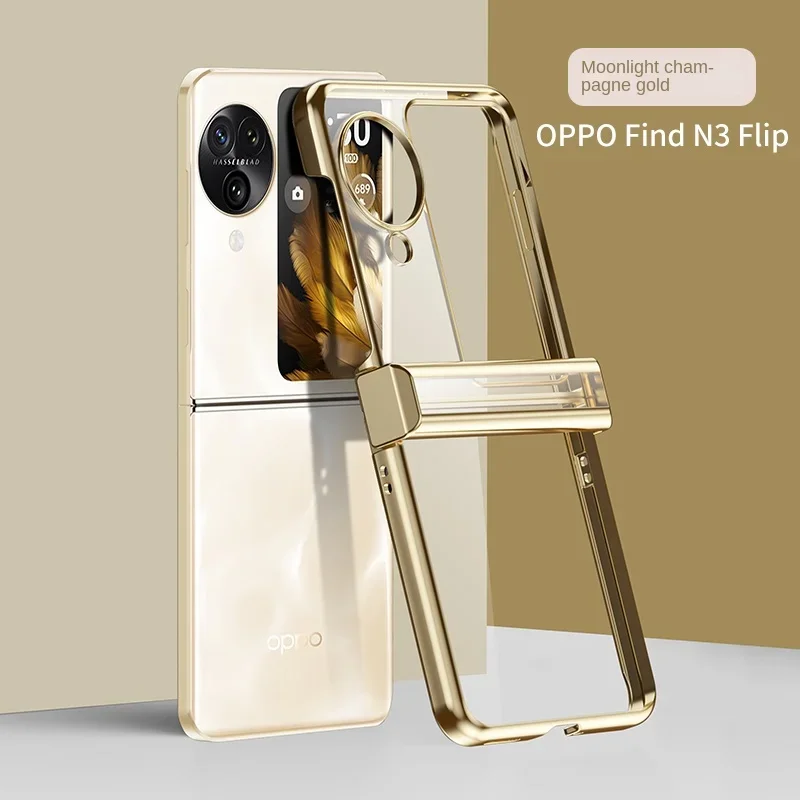 Electroplated Transparent Phone Case for OPPO Find N3 N2 Flip 5G N3flip N2flip Findn3flip Chain Protection Hard Shell Cover