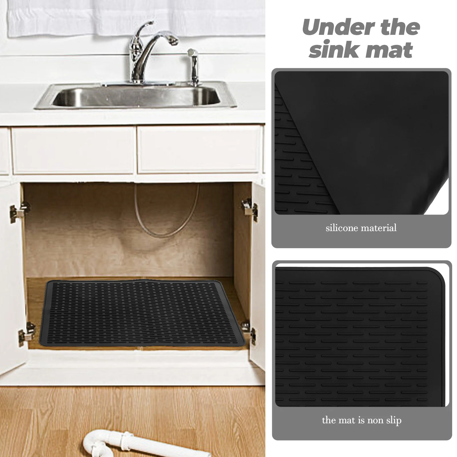 

Silicone Kitchen Sink Mat Non-Slip Flexible Sink Protector Cabinet Liner Drain Pad Filter Anti-Skid Surface