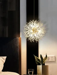 Modern Nordic Light Luxury Dandelion Crystal Bead Pendant Light Fireball Ball Living Room Dining Room Bedroom Lighting Fixtures