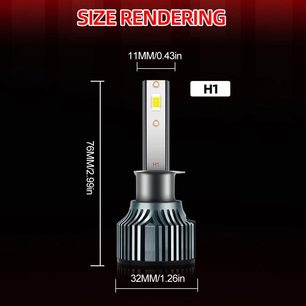 roadsun 2pcs H1 LED Bulbs High Beam Low Beam, 23000LM Brighter 6500K Cool White, High Power, Long Lifespan, Easy To Install