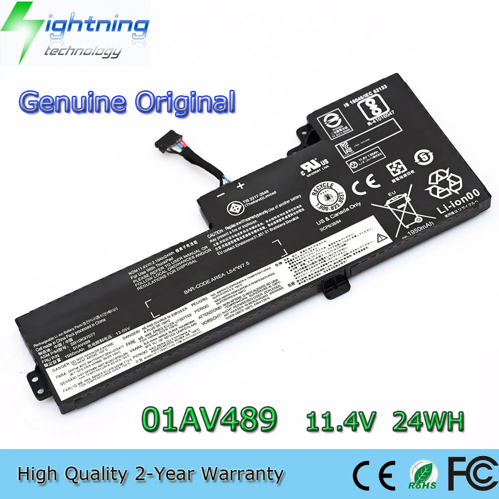 New Genuine Original 01AV489 11.4V 24Wh Laptop Battery for Lenovo ThinkPad T470 T480 01AV421 01AV419