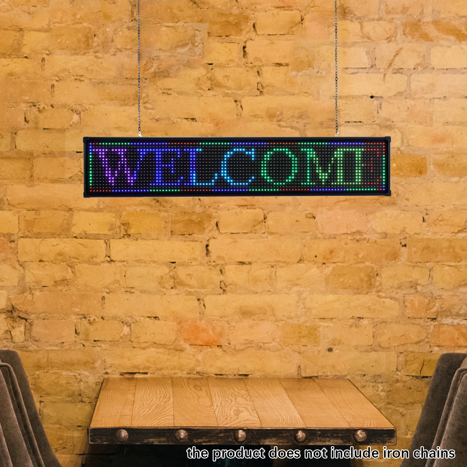 لوحة لافتة تمرير LED صغيرة مقاس 40 × 8 × 2 - شاشة إعلانية رقمية قابلة للبرمجة مع 7 أوضاع ألوان، تأثيرات إضاءة متعددة