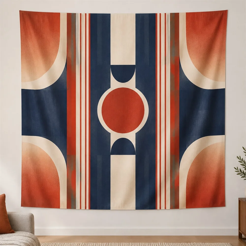VIKAMA Stripe Gradient Mirror Symmetric Tapestry Wall Hanging, Modern Wall Decor Tapestries for Living Room Bedroom Entryway
